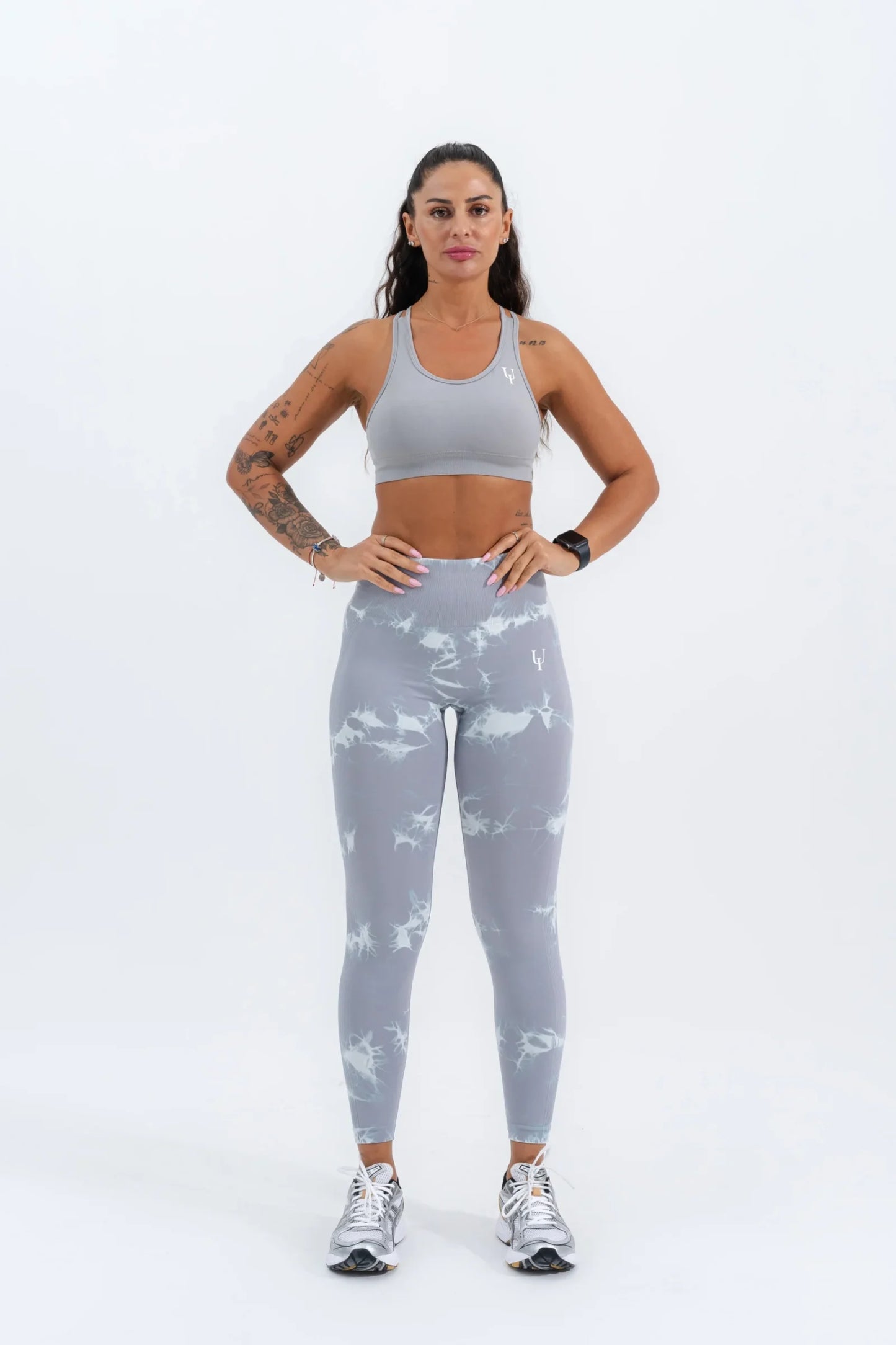 Tie Dye Scrunch Leggings Gray Pattern