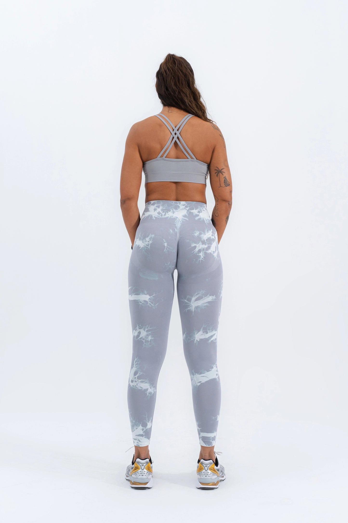 Tie Dye Scrunch Leggings Gray Pattern