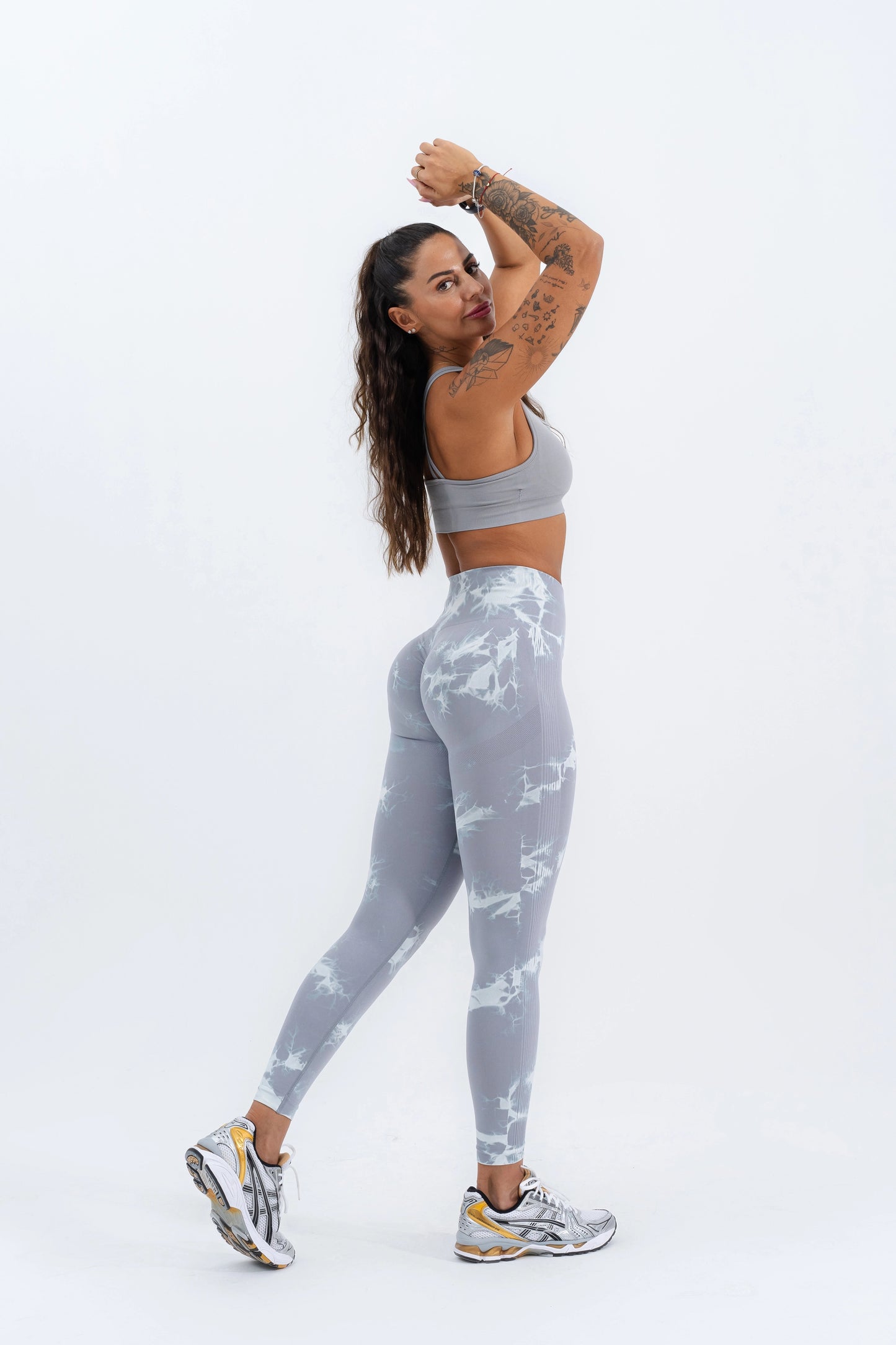 Tie Dye Scrunch Leggings Gray Pattern