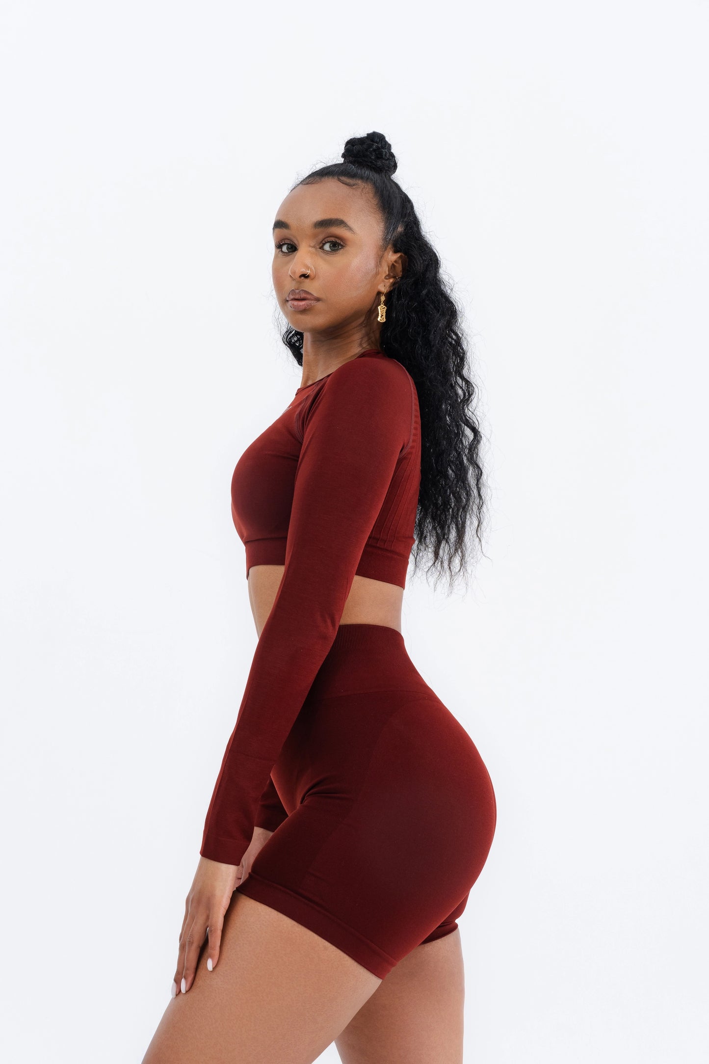 Zenith Long Sleeve Crop Top Red