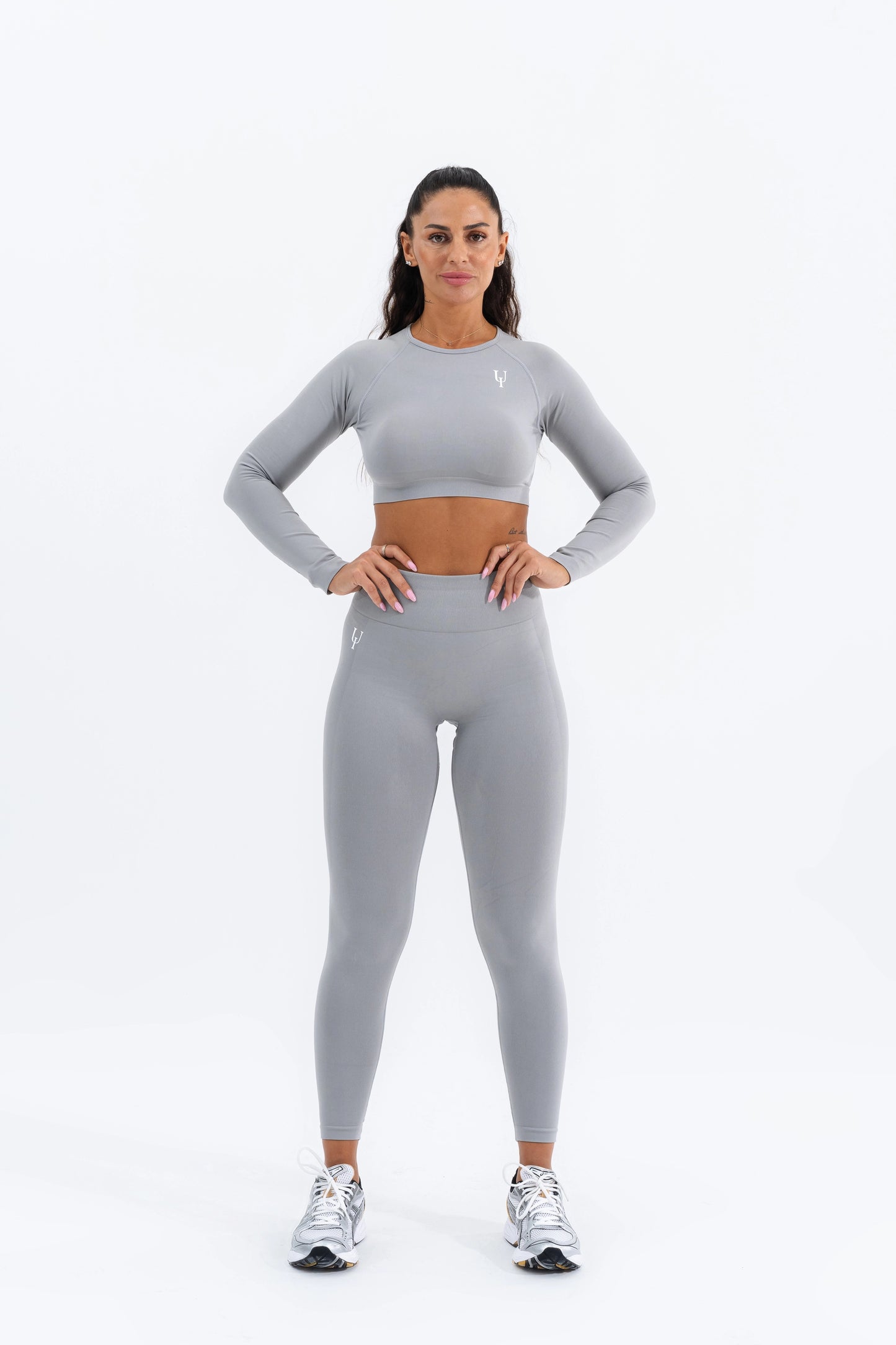 Zenith Long Sleeve Crop Top Gray