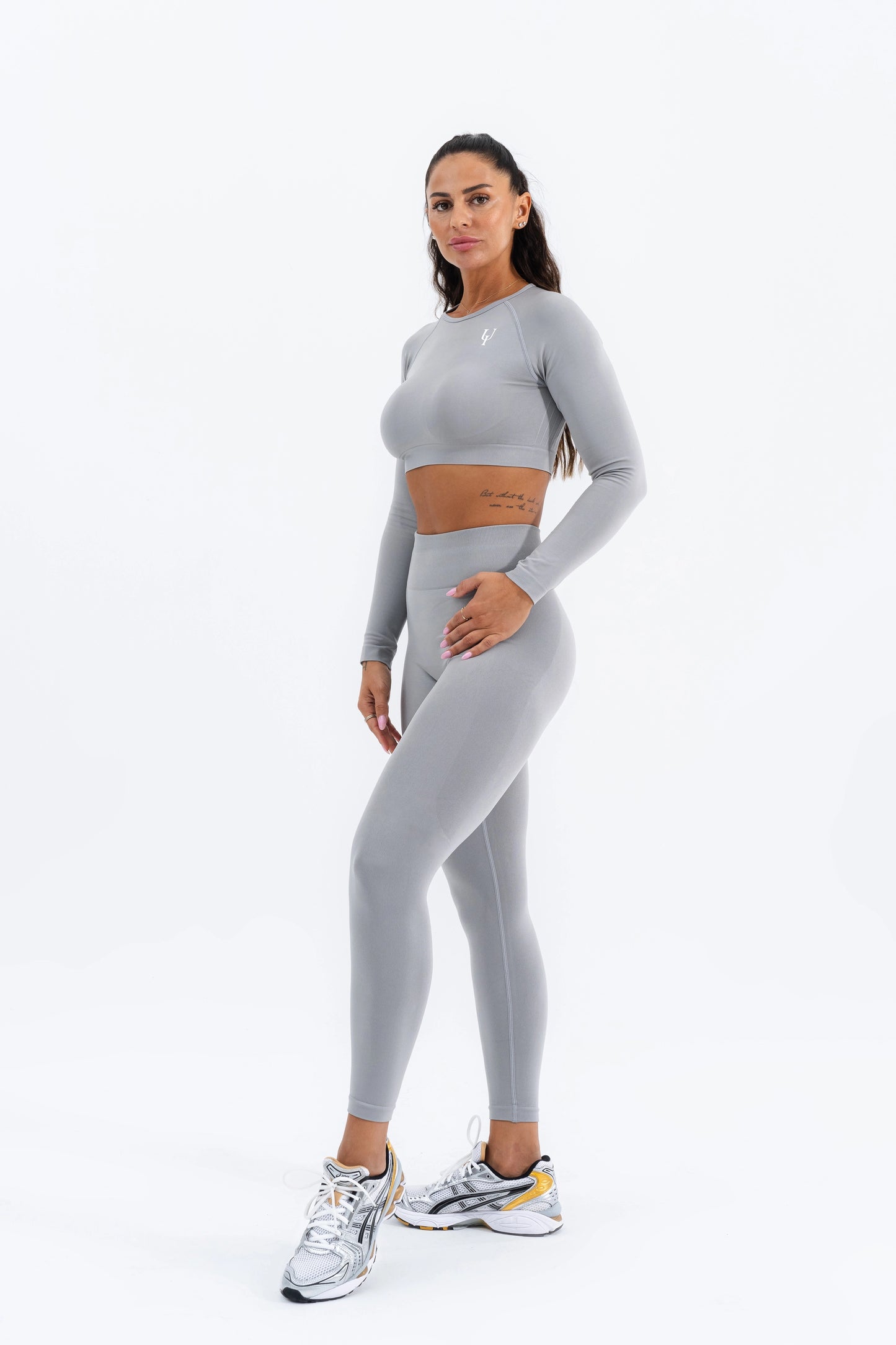 Zenith Long Sleeve Crop Top Gray