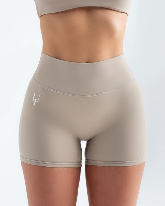 Velvet Scrunch Shorts "Stone Beige"