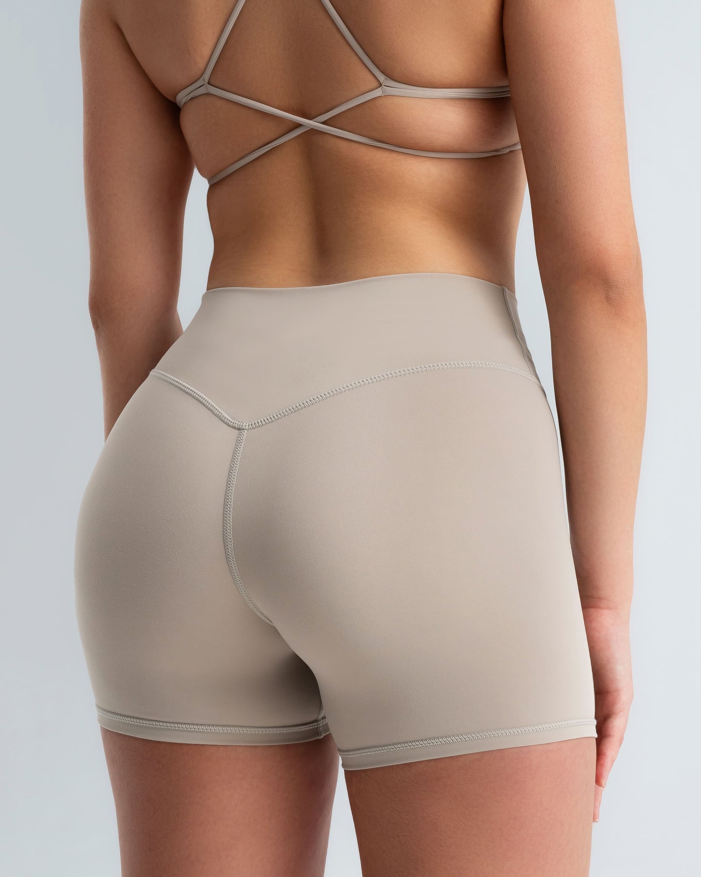 Velvet Scrunch Shorts "Stone Beige"