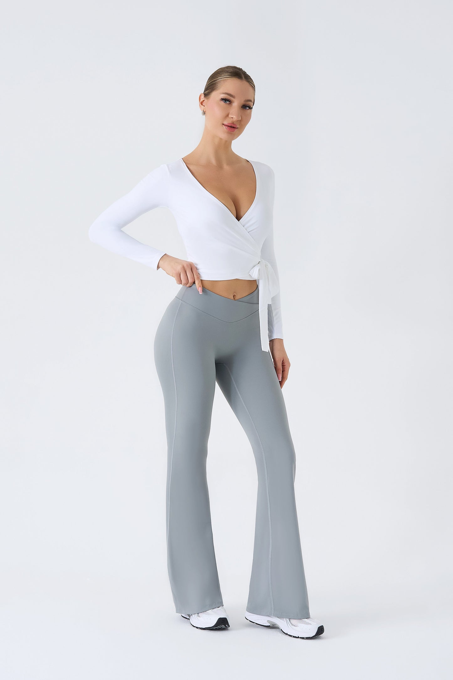 Galactic Aura Invisible Scrunch Flared Leggings "Cloudy Grey"