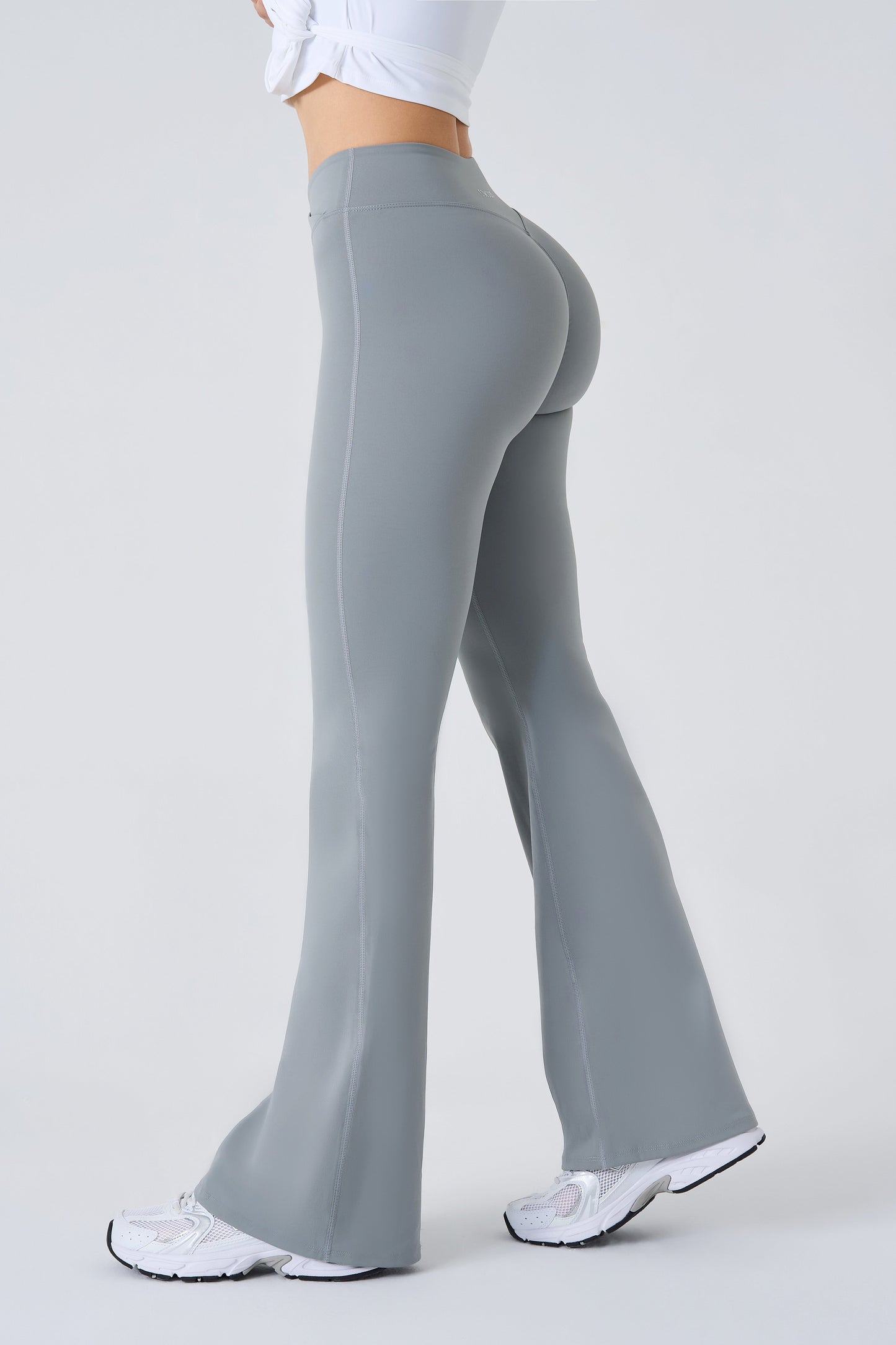 Galactic Aura Invisible Scrunch Flared Leggings "Cloudy Grey"