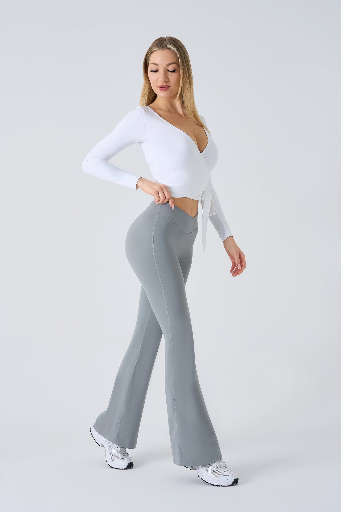 Galactic Aura Ballet Wrap Top - Cloudy White