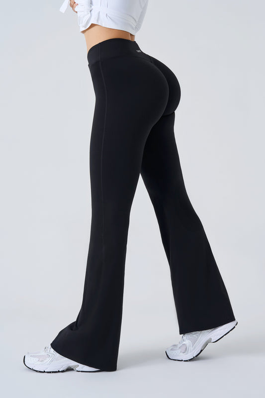 Galactic Aura Invisible Scrunch Flared Leggings "Obsidian Black"
