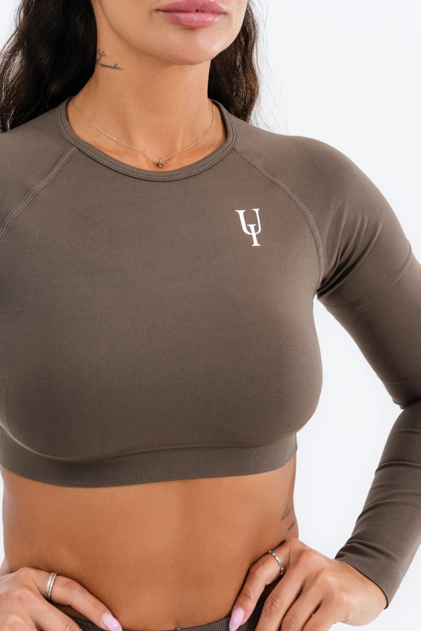Zenith Long Sleeve Crop Top "Braun"
