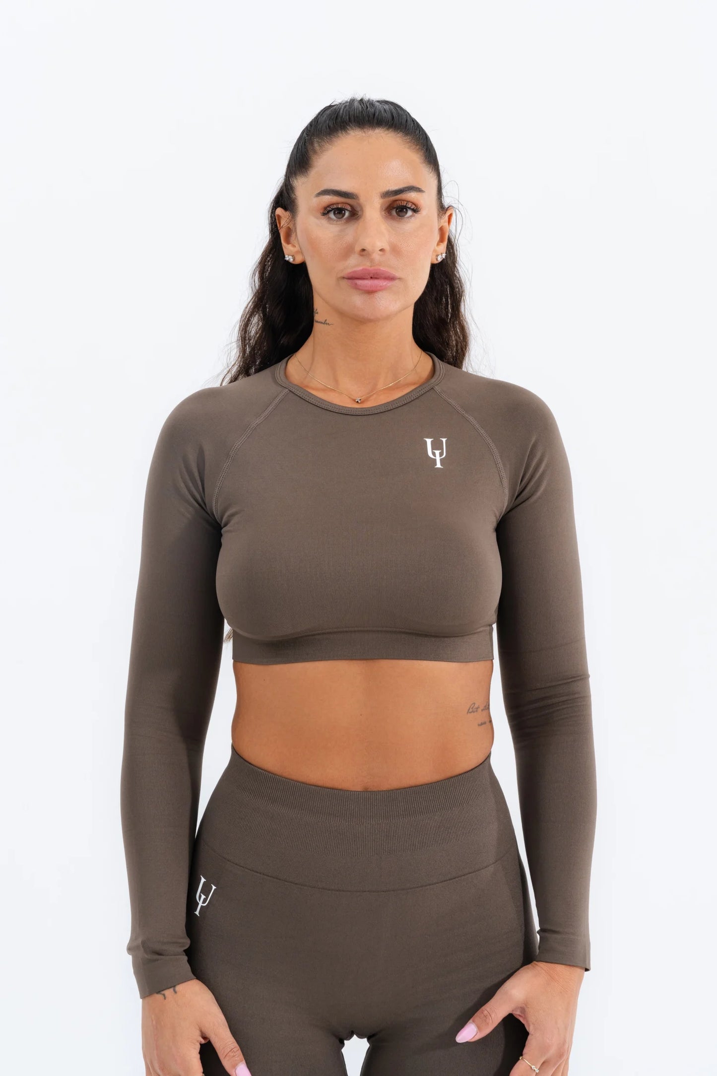 Zenith Long Sleeve Crop Top "Braun"