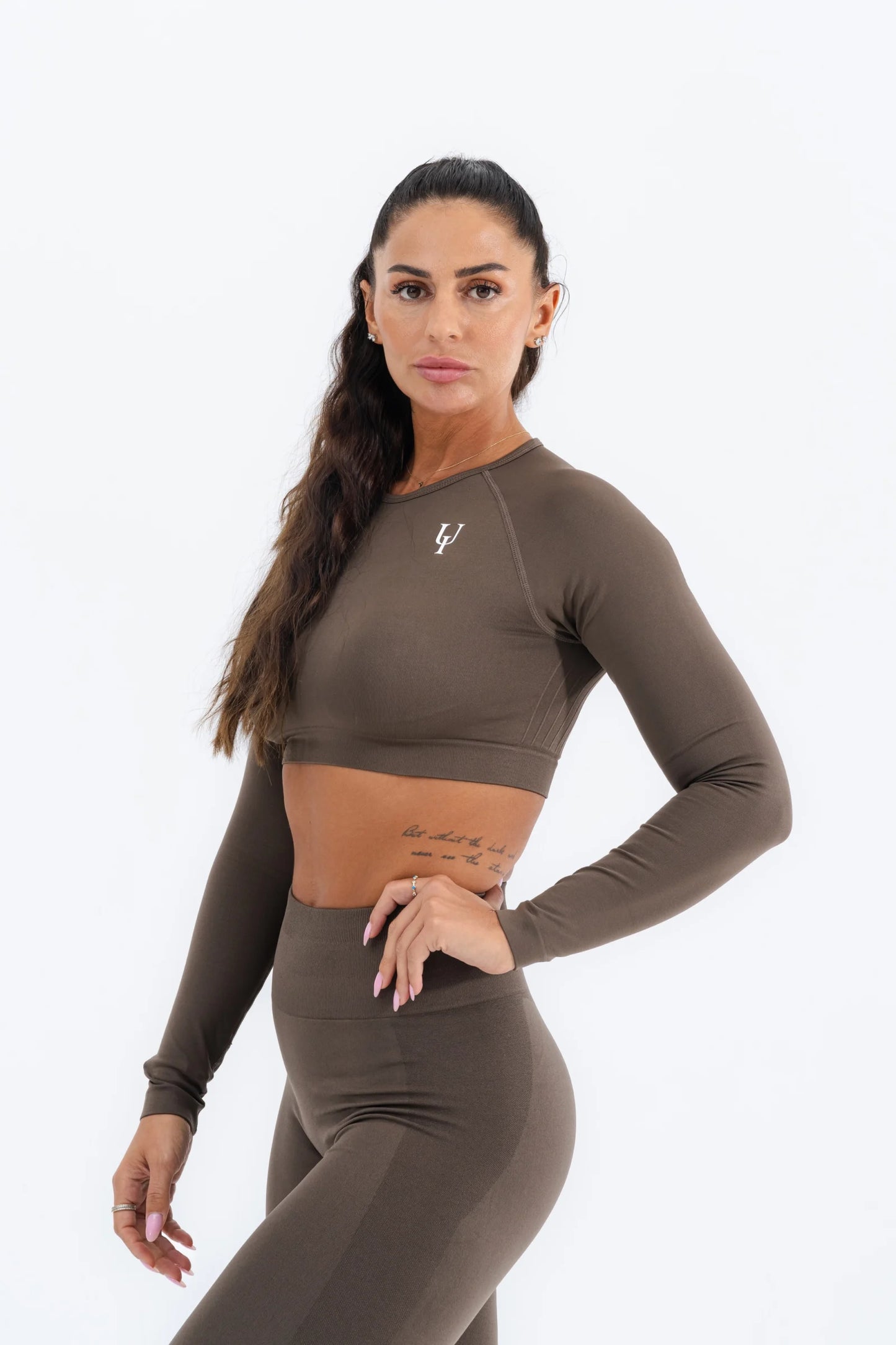 Zenith Long Sleeve Crop Top "Braun"